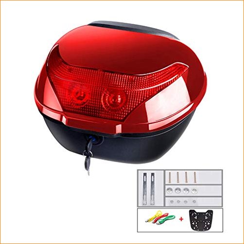 YZJJ Motorcycle Tour Tail Box Scooter Trunk Luggage Top Lock Storage Carrier Case with Comfortable backrest - Can Store 1 F