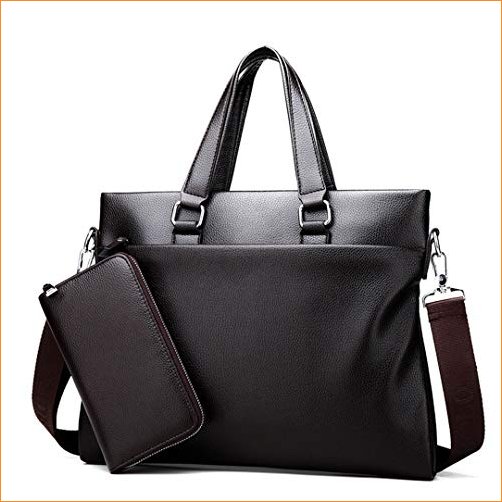 PanBazstny Men Handbag Business Large-Capacity Computer Bag Fashion Black Shoulder Bags Business Briefcases Brown Handbag-Wa